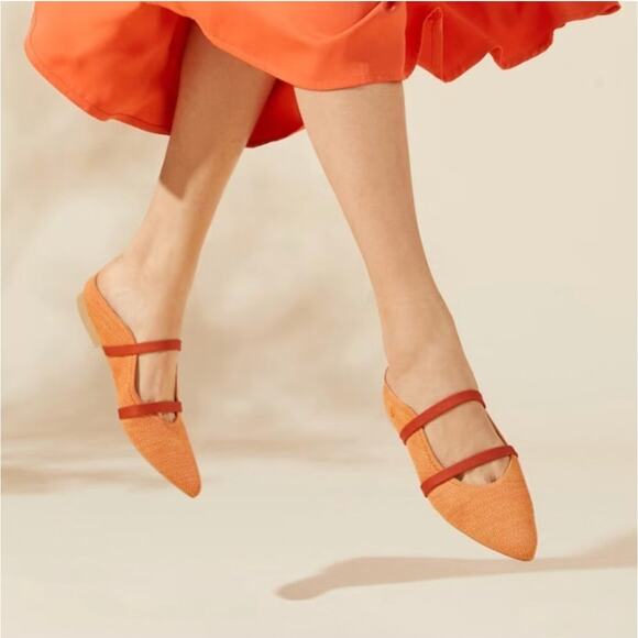 Vivaia Elle Orange Pointed Toe Mary Jane Mule EU 38 / US 7-7.5 Knit Slip On Flat - Picture 1 of 11